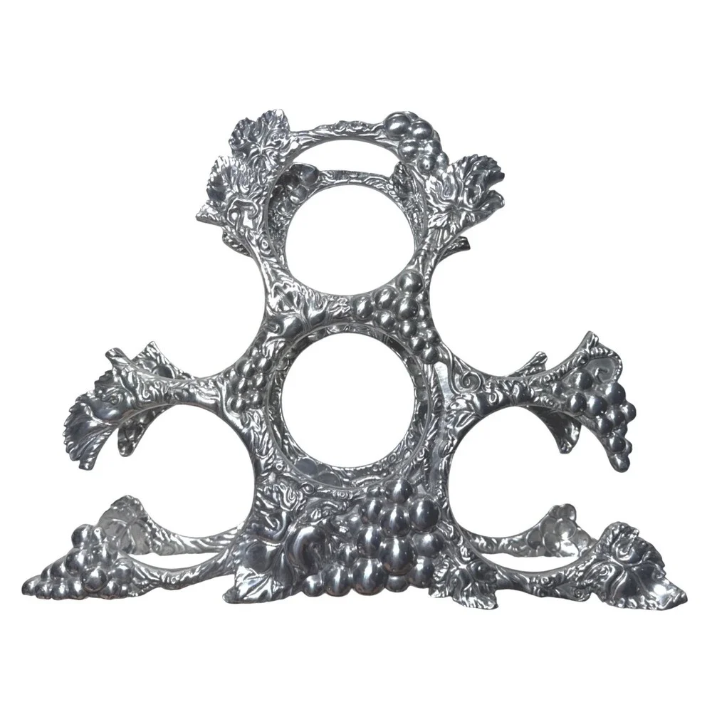 2004 ARTHUR COURT Cast Aluminum Grapes 6 WINE BOTTLE Rack Holder Retired‎ 11.5